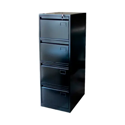 ARCHIVO DE 4 GAVETAS NEGRO CON RIEL DE SOBREEXTENSION