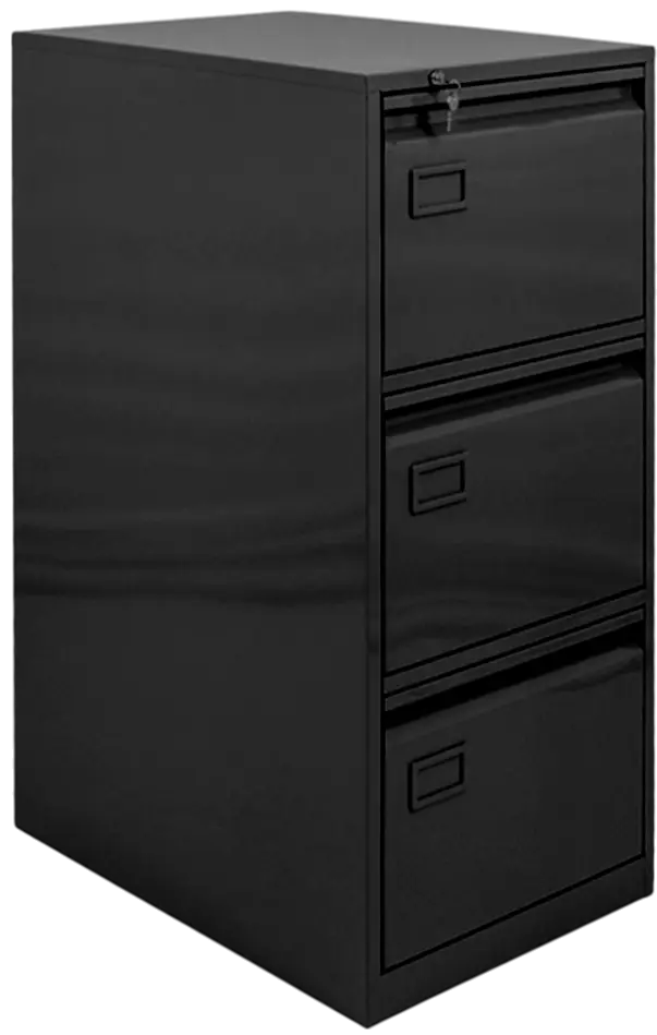 ARCHIVO STD. DE 3 GAVETAS - COLOR NEGRO CON RIEL DE SOBREEXTENSION