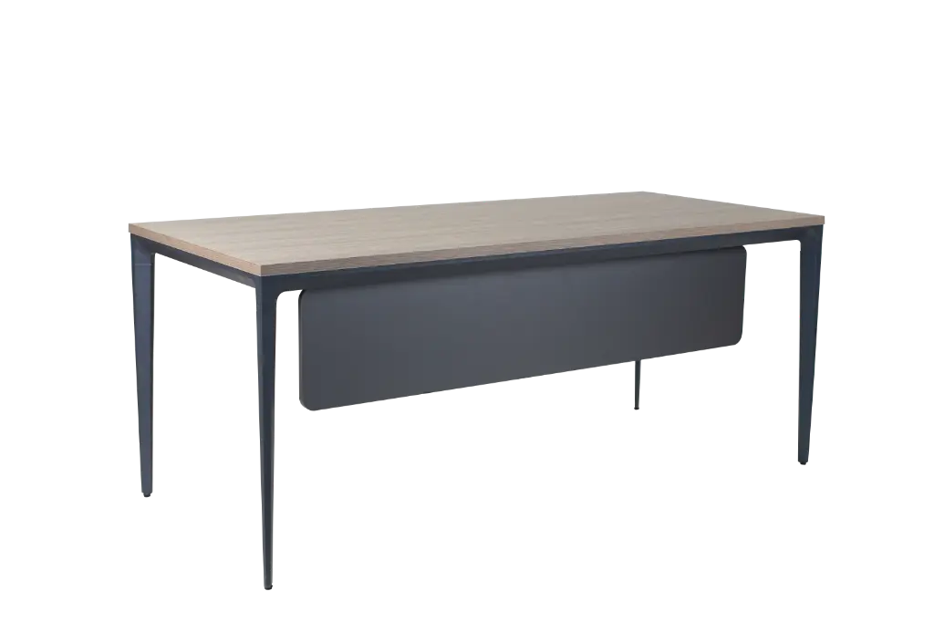 ESCRITORIO EJECUTIVO CON ROBOT TABLERO  GRANIZO FALDON CHUMBO Y BASE IRON GREY F22 1.80*0.80*0.75 R0.40*0.47*0.60