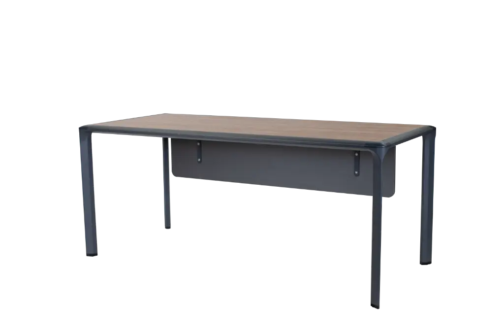 ESCRITORIO EJECUTIVO (1.80*0.80*0.75) TOP CARAMEL FRENTE CHUMBO BASE IRON GREY F21