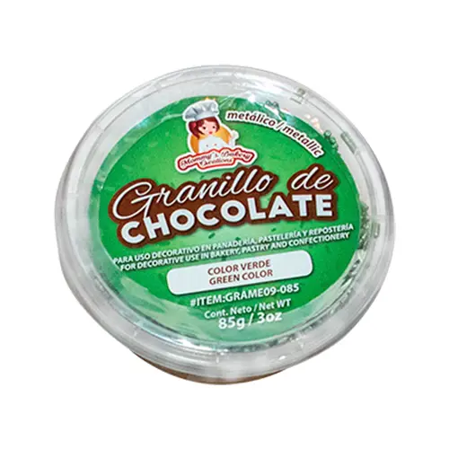 GRANILLO DE CHOCOLATE COLOR VERDE METALICO - 85 G
