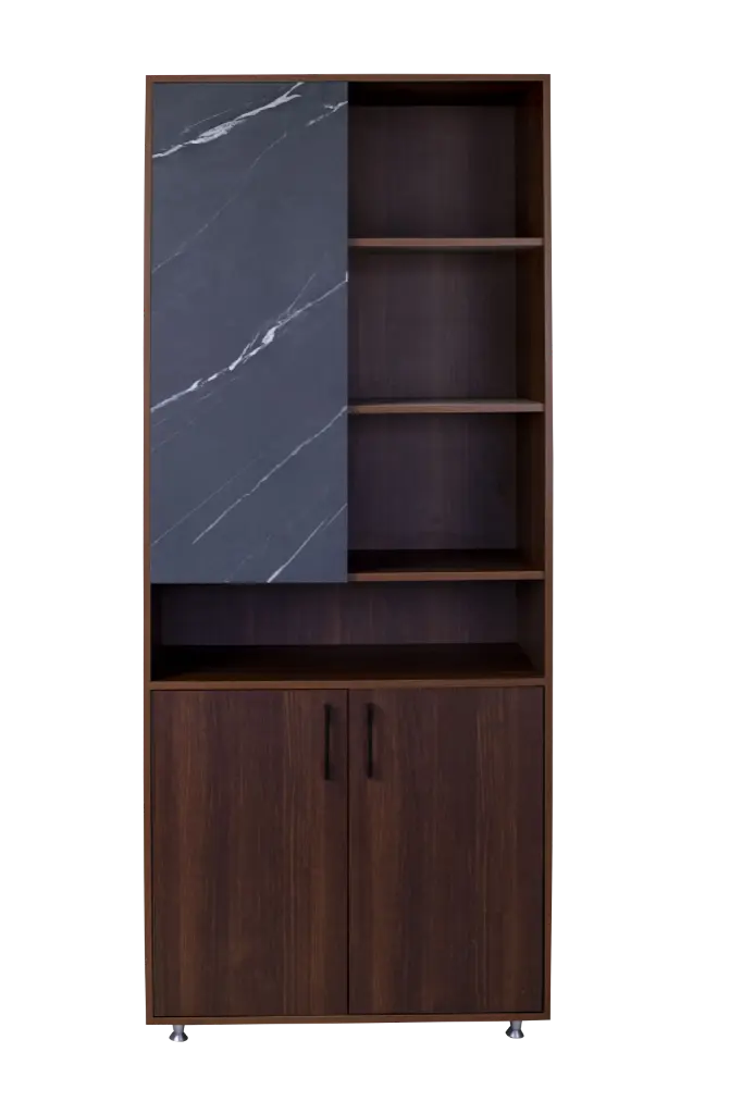 LIBRERA COLOR NOCE COSTA ENTREPAÑO BEIGE GRAFITO PUERTAS GRIS MARMOL 0.80*0.40*2.00 F24
