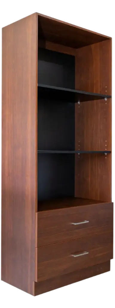 LIBRERA CON 2 GAVETAS 0.75 LARGO X 1.80 X 0.40 FONDO COLOR NOCE COSTA