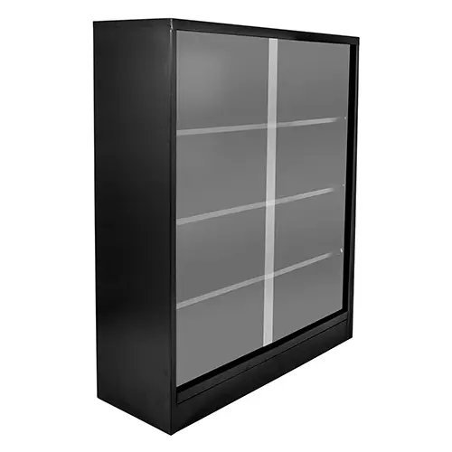 LIBRERA DE 3 DIVISIONES - NEGRA - PUERTAS DE VIDRIO