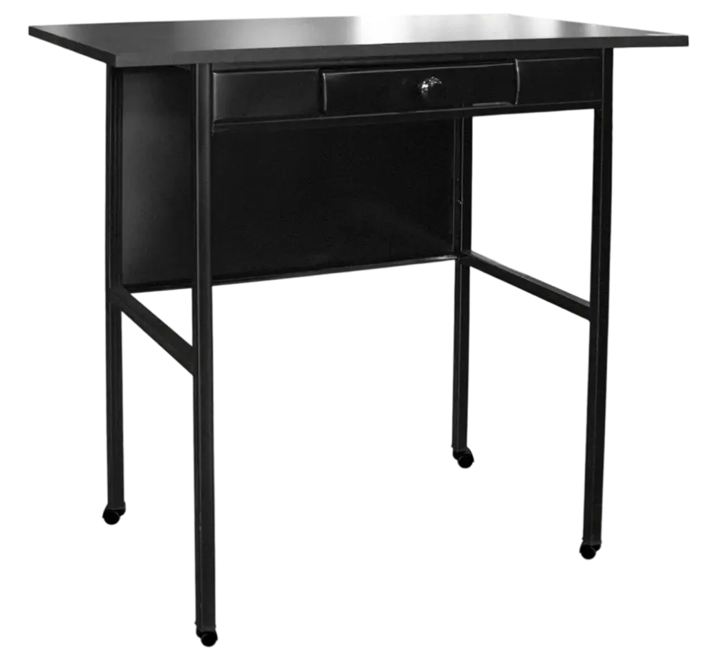 MESA DE MAQUINA CON RODOS COLOR NEGRO STD.