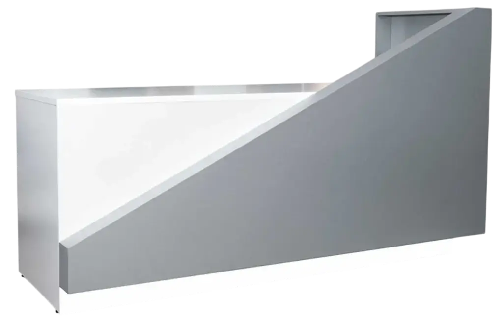 RECEPCION CON LED - 110V - MELAMINA BLANCA - FORMICA GRIS - 1.90