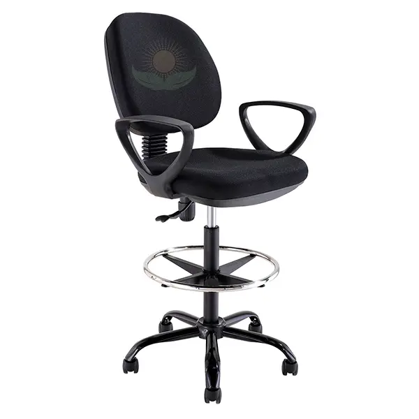 SILLA CAJERO TELA NEGRA CON BRAZOS