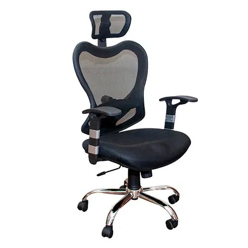 SILLA EJECUTIVA CON MALLA SEMI ORTOPEDICA COLOR NEGRA
