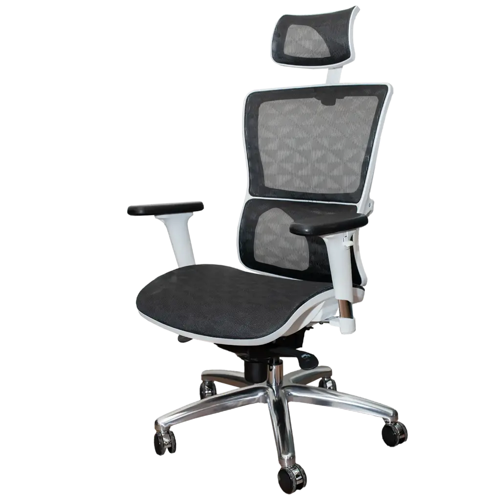 SILLA PRESIDENTE BASE C/BLANCO Y MESH NEGRO