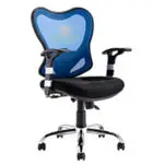 SILLA SECRETARIAL CON BRAZOS AZUL CON MALLA