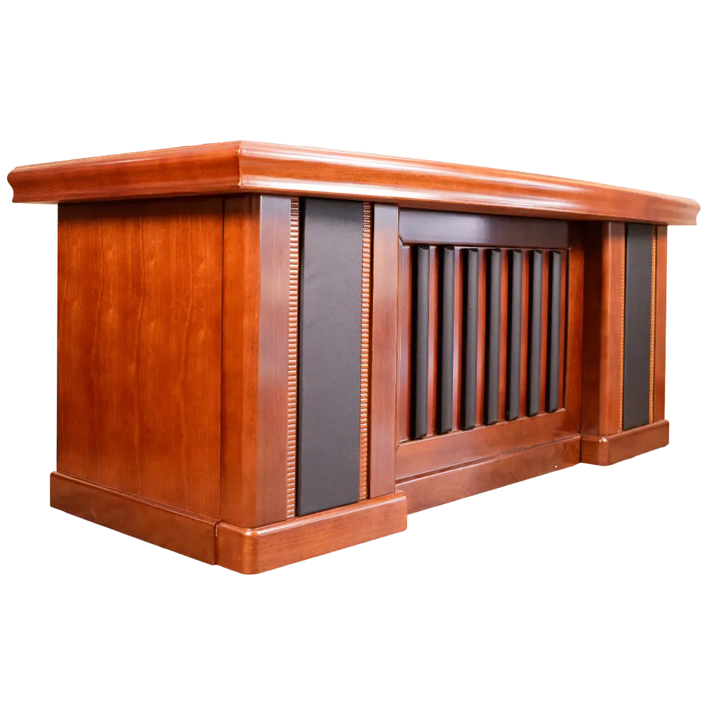 ESCRITORIO EJECUTIVO 1.80 CHAPA DE MADERA BARNIZADA, ALA SECRETARIAL Y ROBOT DE 3 GAVETAS