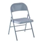 SILLA PLEGABLE METAL GRIS CON MATERIAL REFORZADO