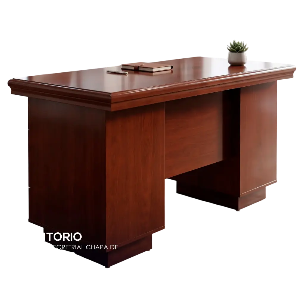 ESCRITORIO SECRETRIAL CHAPA DE MADERA BARNIZADA
