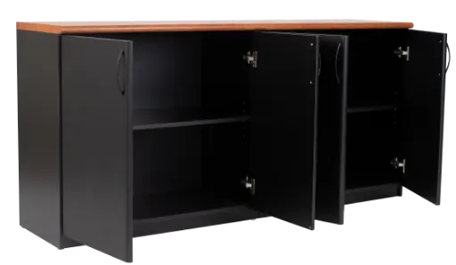 [OFF022] CREDENZA 4 PUERTAS TOP NEGRO