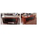 [MB2411] ESCRITORIO EJECUTIVO FRENTE NEGRO LISO DETALLES CROMO C/ALA Y ROBOT