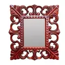 [DES081] ESPEJO 0.62*0.69 - TALLADO MADERA CEDRO/BARNIZADO
