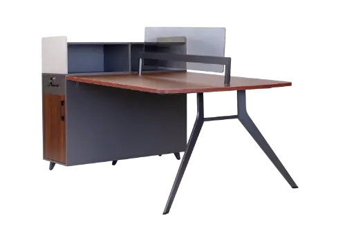 [WGREY04] ESTACION DE TRABAJO 2P TOP NOCE COSTA BASE WGREY F23 DIVISION DE VIDRIO CREDENZA DOBLE  COLOR CHUMBO GAVETAS COLOR LINO 1.20*1.20*0.75