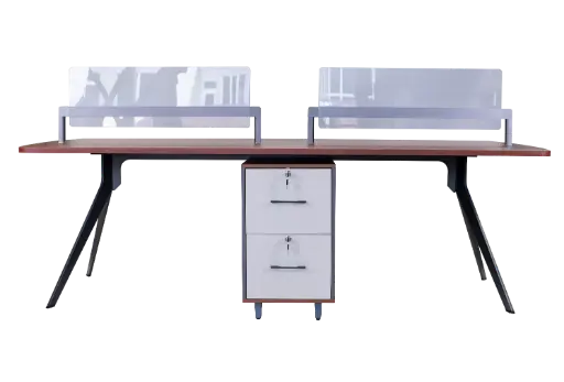 [WGREY03] ESTACION DE TRABAJO 4P TOP NOCE COSTA BASE WGREY F23 DIVISION VIDRIO, CREDENSA DOBLE CARA COLOR CHUMBO GAVETAS LINO Y NOCE COSTA 2.40*1.20*0.75
