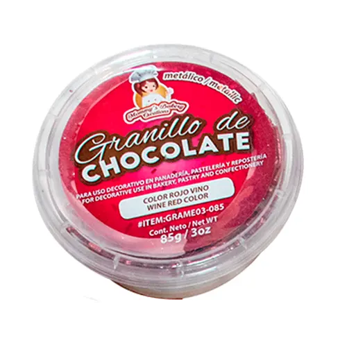[GRAME03-085] GRANILLO DE CHOCOLATE COLOR ROJO VINO METALICO - 85G