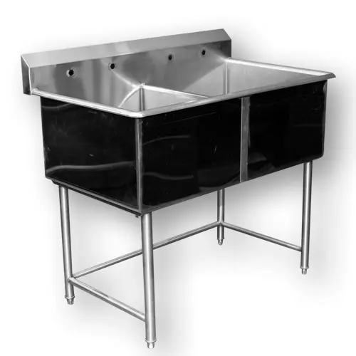 [INOX043] LAVATRASTOS DE 1.10 DE 2 FOSAS CON 1 LLAVE CUELLO DE GANSO Y 1 LLAVE PRE RINSE