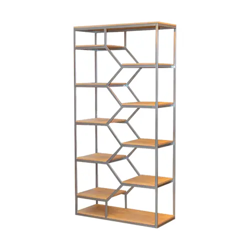 [RN005] LIBRERA DE METAL - MELAMINA ROBLE NATURAL - 1*2*0.40