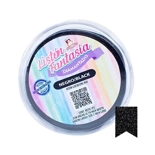 [LISFADI2NE-840] LISTON FANTASIA - DIAMANTADO NEGRO - 840cm*2cm