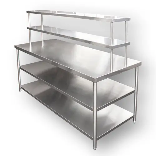 [INOX031] MESA AUXILIAR CON DOBLE REPISA - 1.86*0.79*0.90