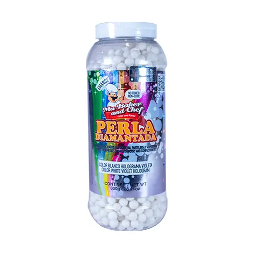 [PERG065-800] PERLA DIAMANTADA GRANDE - BLANCO HOLOGRAMA 
