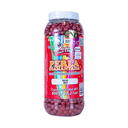[PERG146-800] PERLA DIAMANTADA GRANDE - ROJO 