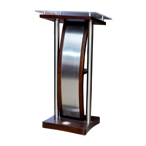 [DES061] PULPITO - BASE DE MADERA Y ACERO - TABLERO DE ACRILICO