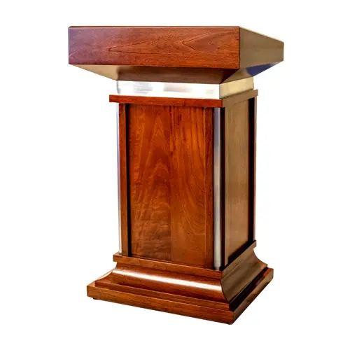 [ELEGANCE-001] PULPITO - MADERA DE CEDRO CON INCRUSTACION DE ACERO INOX