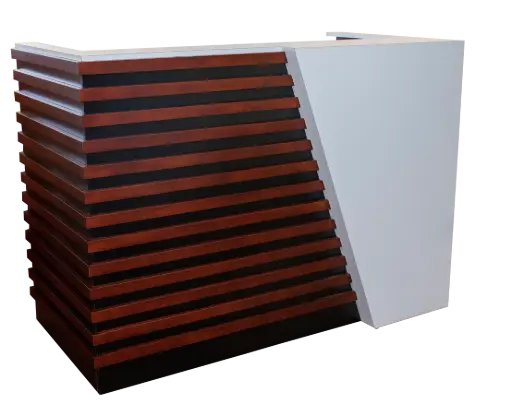 [RECEP-10] RECEPCION BLANCO Y NEGRO FRENTE FRANJAS DE MADERA 