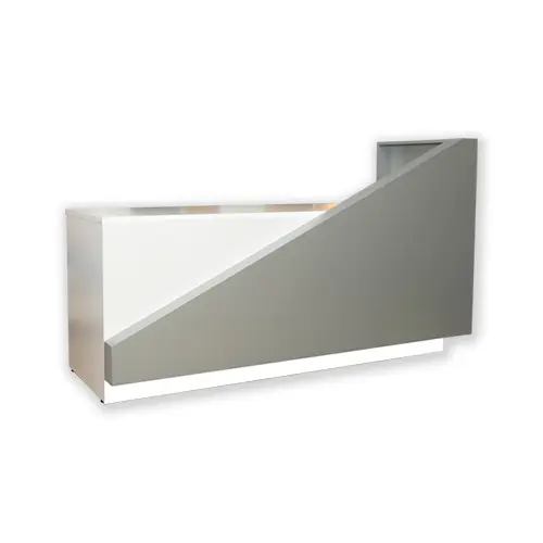 [RECEP-LED] RECEPCION CON LED - 110V - MELAMINA BLANCA - FORMICA GRIS - 1.90