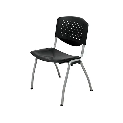 [DC-301N] SILLA ESPERA APILABLE RESP. TRIANGULOS NEGRA
