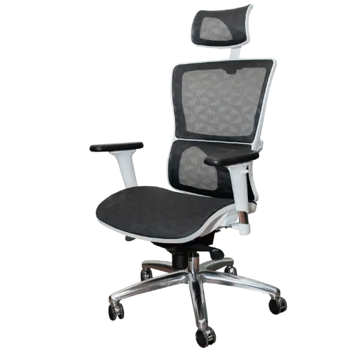 [MGA1202-1] SILLA PRESIDENTE BASE C/BLANCO Y MESH NEGRO