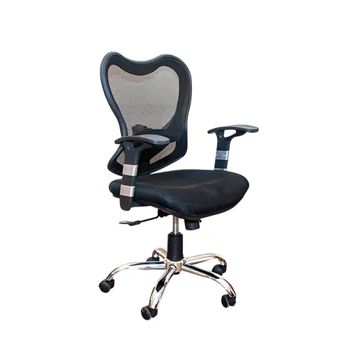 [DC-42N] SILLA SECRETARIAL CON BRAZO MALLA COLOR NEGRO
