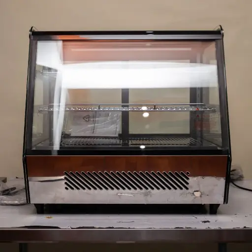 [RTW-120L-3] VITRINA CUADRADA FRIA - LUZ LED - 69 CM ACERO ESPEJO