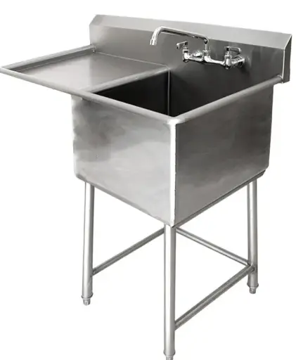 [INOX033IZ] LAVATRASTOS DE 1 POCETA, ALA IZQUIERDA, CON LLAVE CUELLO DE GANSO - 1.10*0.59*0.90