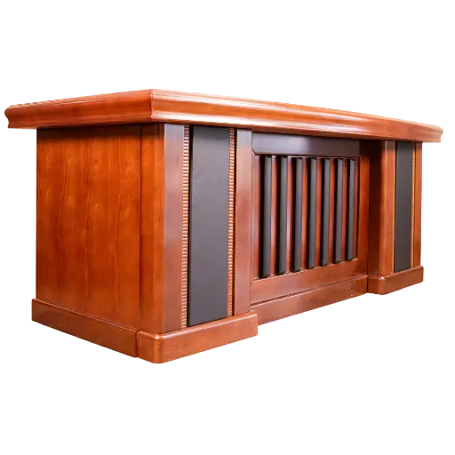 [SZ-ODE18] ESCRITORIO EJECUTIVO 1.80 CHAPA DE MADERA BARNIZADA, ALA SECRETARIAL Y ROBOT DE 3 GAVETAS A39-1