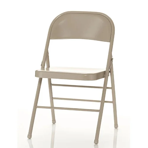 [SC-98016C] SILLA PLEGABLE METAL CREMA CON MATERIAL REFORZADO